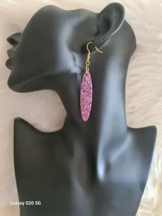 Orecchini pendenti glitter lilla
