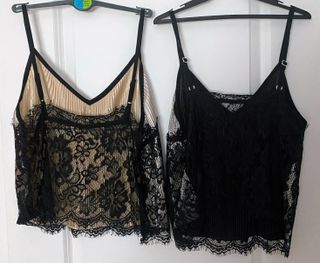 Top encaje plateado y negro T/S-M