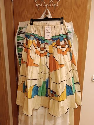 Falda Zara tablas estampada S
