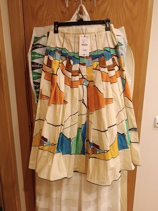 Falda Zara tablas estampada S