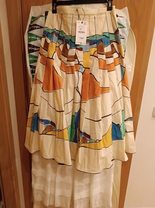 Falda Zara tablas estampada S