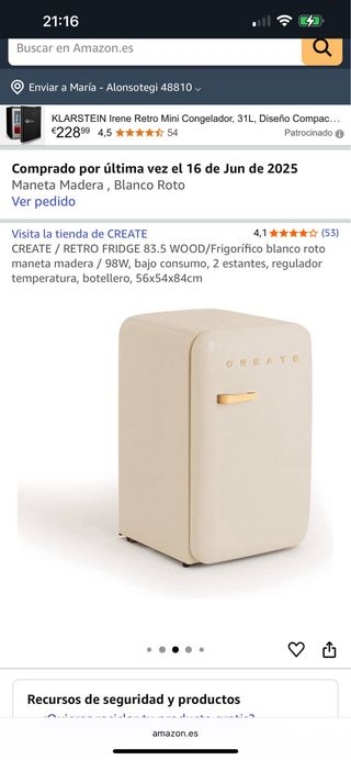Frigorífico retro CREATE blanco roto