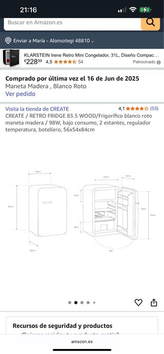 Frigorífico retro CREATE blanco roto