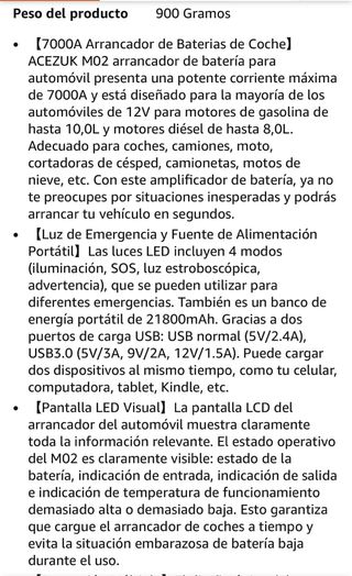 Arrancador Batería Coche jumpstart