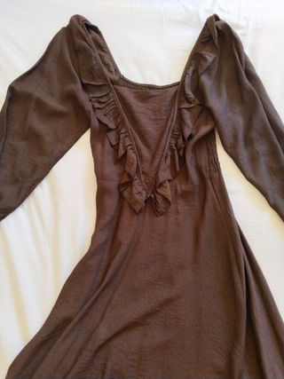 Vestido largo marrón mujer