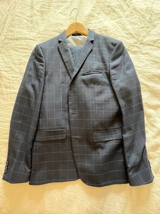 Traje Zara cuadros azul marino Talla 40/48