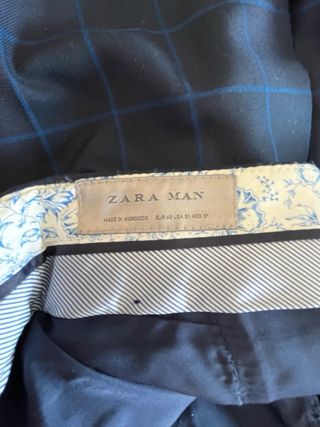 Traje Zara cuadros azul marino Talla 40/48