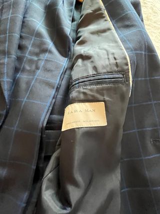 Traje Zara cuadros azul marino Talla 40/48