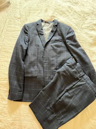 Traje Zara cuadros azul marino Talla 40/48