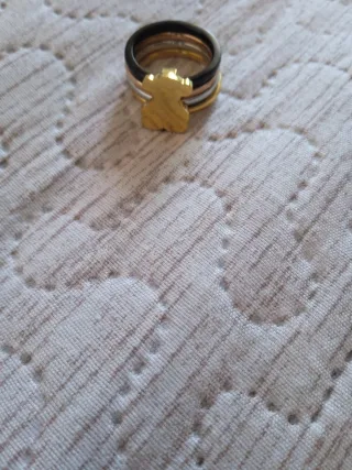 Anillo Tous Cuádruple Negro y Dorado