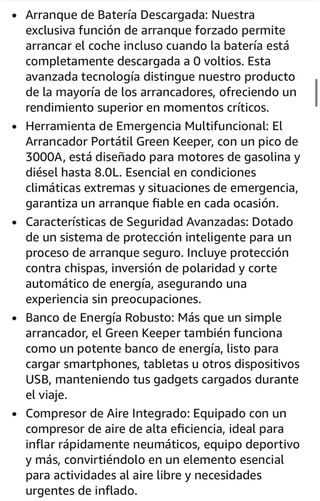 Arrancador Batería Coche 3000A 12V jumpstart