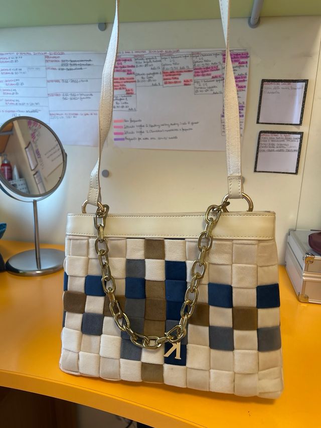 Borsa Kontessa Beige Multicolor Intrecciata