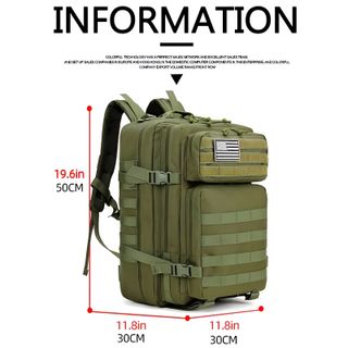 Mochila Táctica Militar 50L Verde + 2 Parches