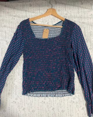 Blusa escote cuadrado smock talla única 