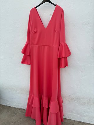 Bata flamenca volantes rosa/rojo