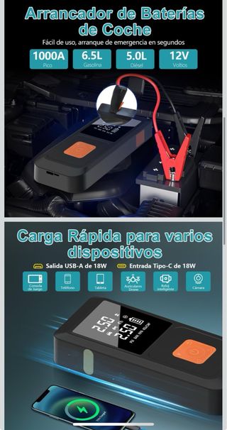 Arrancador Batería Coche 12V jumpstart
