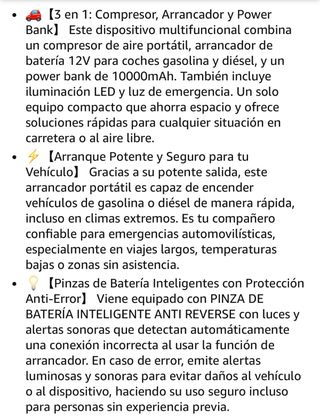 Arrancador Batería Coche 12V jumpstart