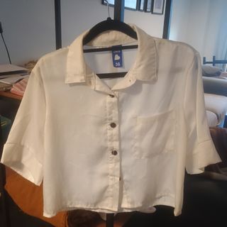 Camisa corta blanca mujer