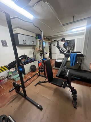 Rack musculación y banco pesas multiposición