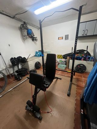 Rack musculación y banco pesas multiposición