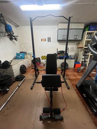 Rack musculación y banco pesas multiposición