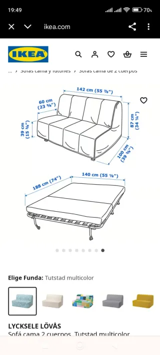 Sofá Cama 2 Plazas Tela