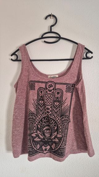 Camiseta tirantes Kaotiko Hamsa ojo rosa