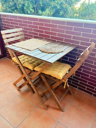 Conjunto Terraza Madera Plegable Mesa y Sillas