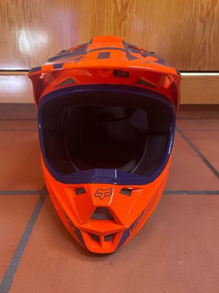 Casco Fox arancione e blu