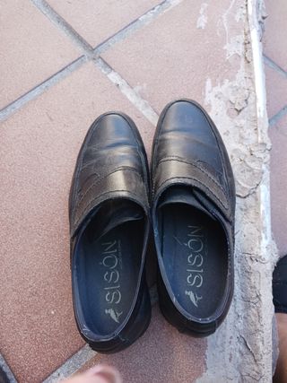Zapatos de piel SISON hombre negros con velcro