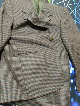 Chaqueta de lana marrón y verde
