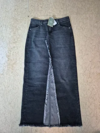 Falda larga denim gris