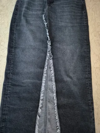 Falda larga denim gris