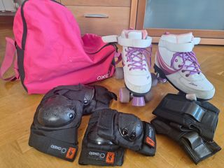 Patines 4 ruedas talla 35-36+bolsa+protecciones