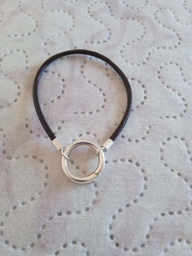 Pulsera y collar cuero y plata