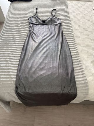 Vestido plateado fiesta tirantes