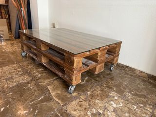 Mesa Centro Palet con Cristal