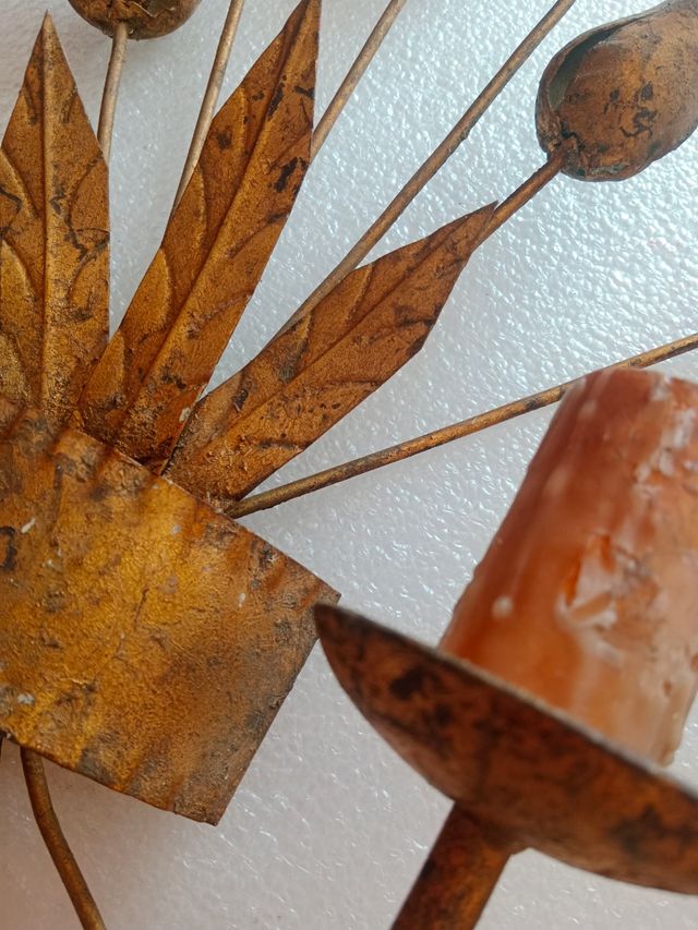 Pareja apliques dorados flores vintage retro