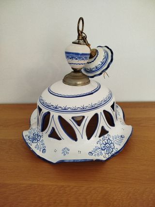 Lámpara Techo Cerámica Talavera Azul y Blanca