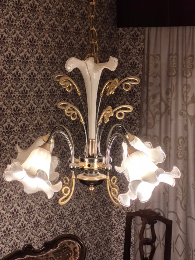 Lámpara de techo flor cristal y metal