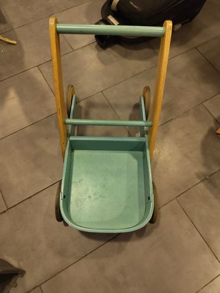 Carrito andador madera y azul