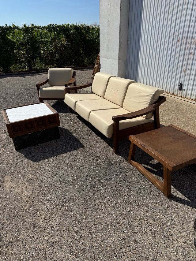 sofá y sillón + mesitas