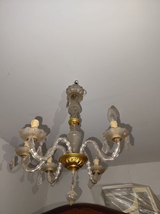 Lámpara de cristal antigua dorada