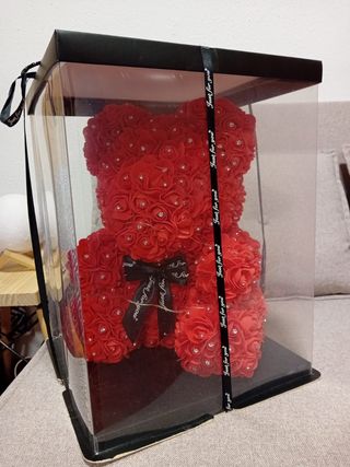 Oso flores rojo con luces LED