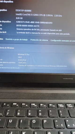Portátil Lenovo i5 8Gb RAM 240Gb SSD W11+Office 