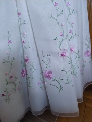 Vestido niña azul flores rosa