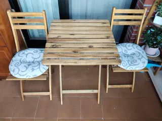 Conjunto Mesa y Sillas Terraza Madera
