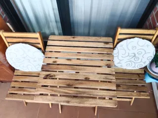 Conjunto Mesa y Sillas Terraza Madera