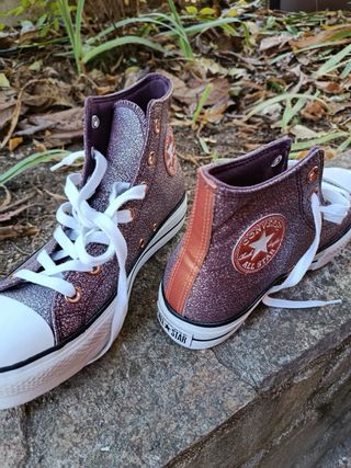 Zapatillas Converse All Star Glitter Morado/Dorado