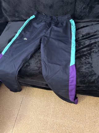 Chándal Lacoste Negro con Detalles Turquesa y Mora